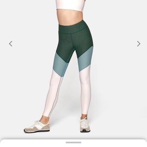 Green and Light Pink Outdoor Voices Leggings